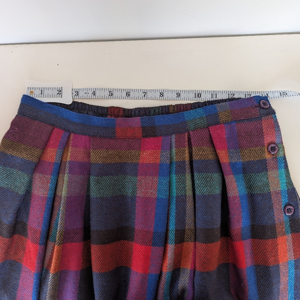 Vintage Wool Blend Plaid A-Line Midi Skirt M - Picture 6 of 9